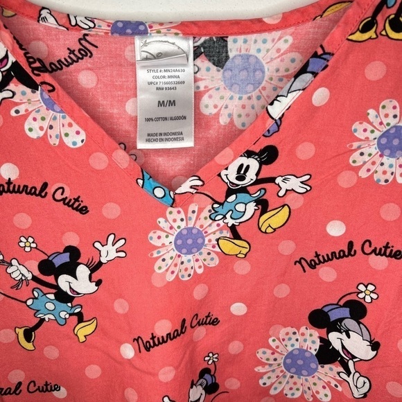 Disney Minnie Mouse pink flower scrub top - Picture 2 of 2
